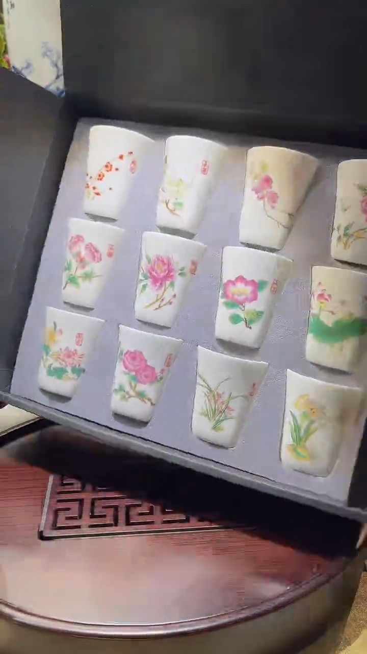 瓷片德艺茶器直播间@@12花神杯