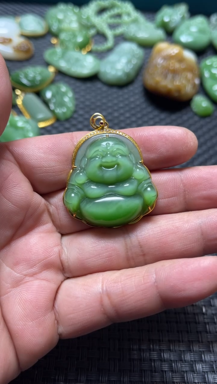 【闪购商品】和田玉吊坠18K金镶嵌佛公