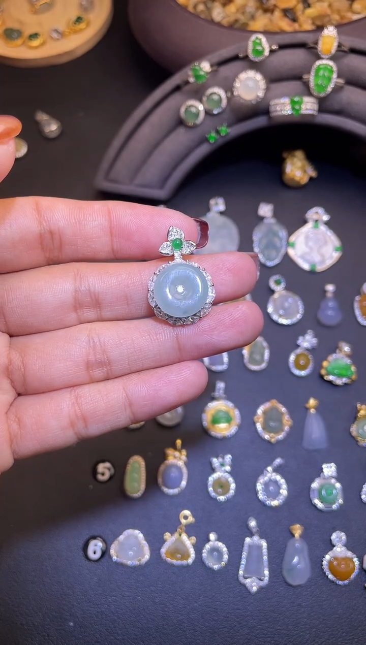 吊坠(不含链)银S925镶嵌翡翠1