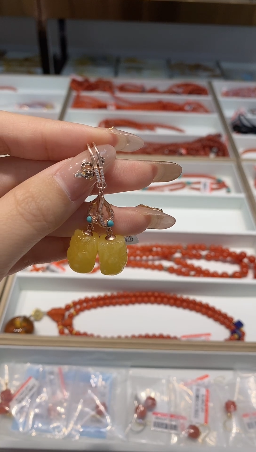 【闪购商品】蜜蜡耳饰银S925镶嵌耳饰