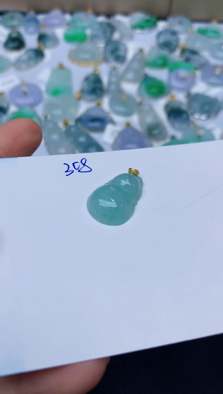 【闪购商品】翡翠颈饰18K金镶嵌天然翡翠A货    
