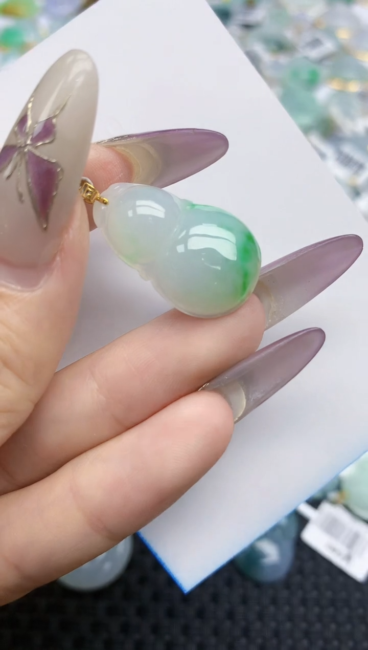 翡翠挂件18K金镶嵌112   天然翡翠A货1