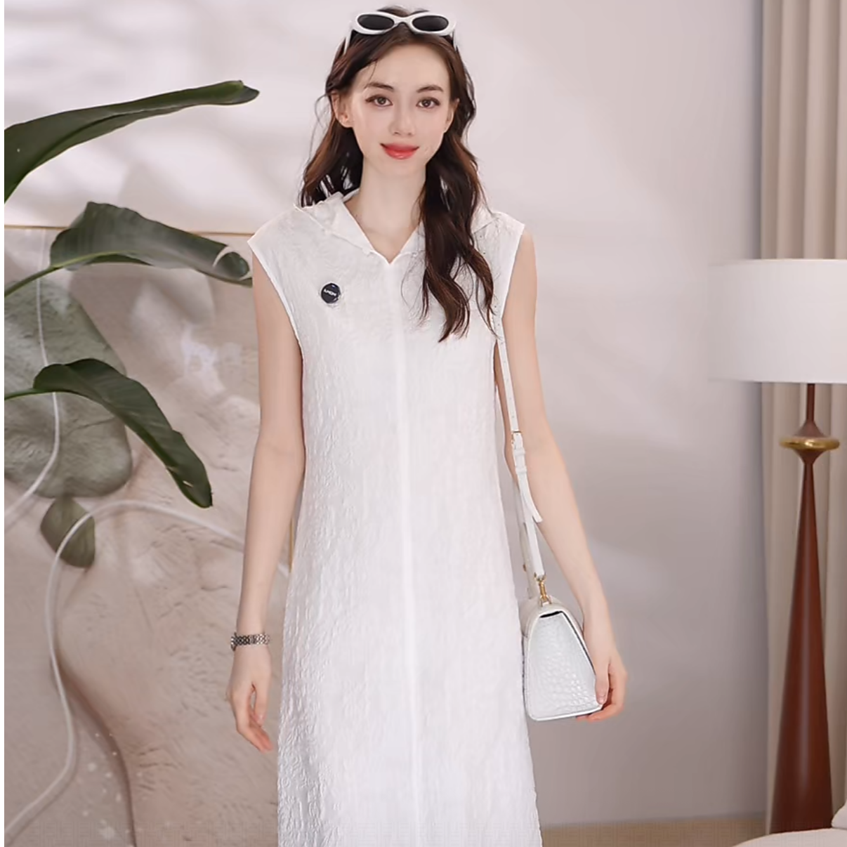 AMASS/阿玛施气质显瘦优雅清爽无袖连衣裙女装550017-2A01561