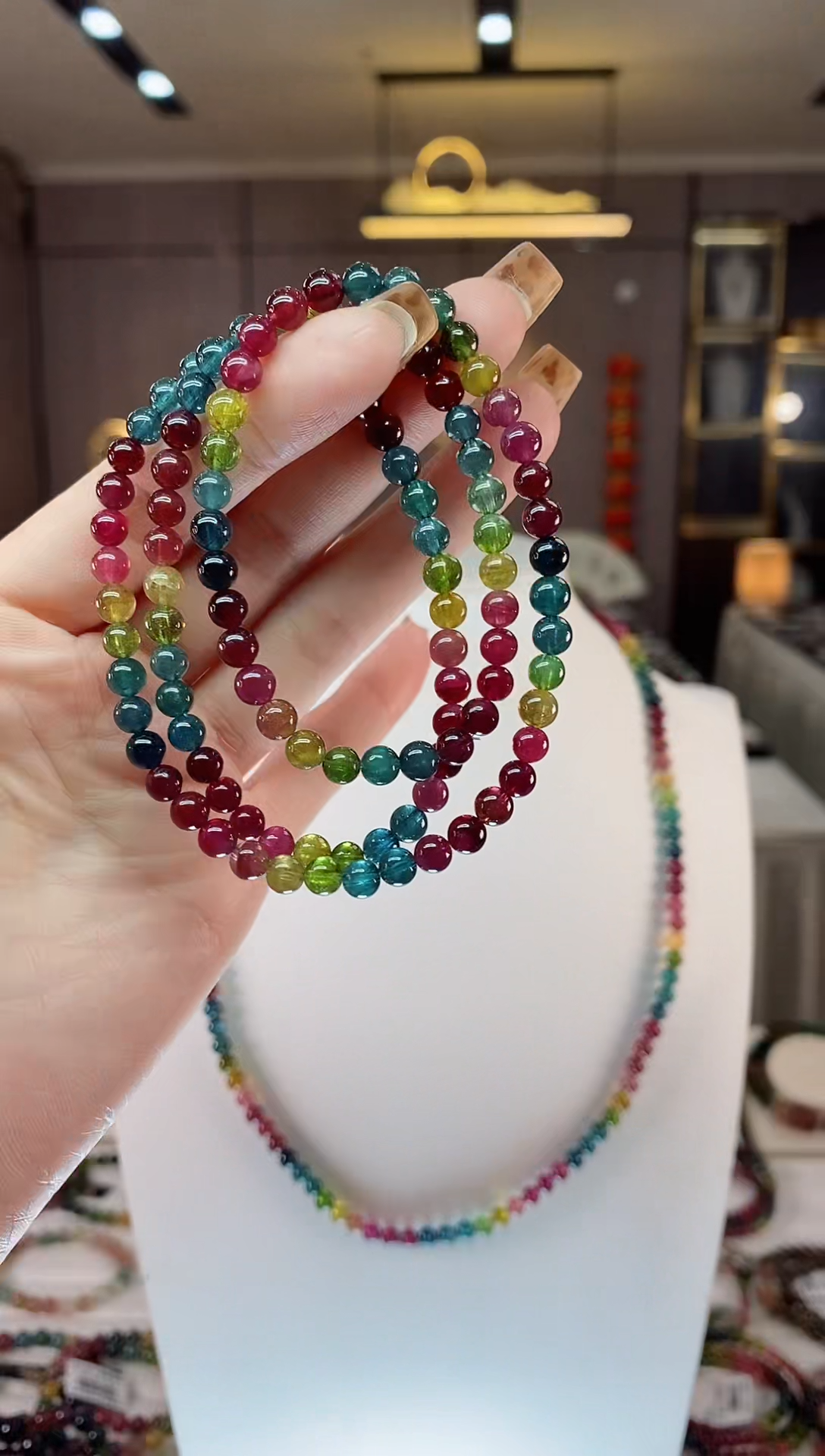 【闪购商品】碧玺三圈手串5mm+未镶嵌一物一证dan