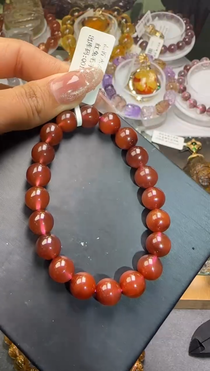 手串未镶嵌水晶红兔毛手串9m+ JP48014宋