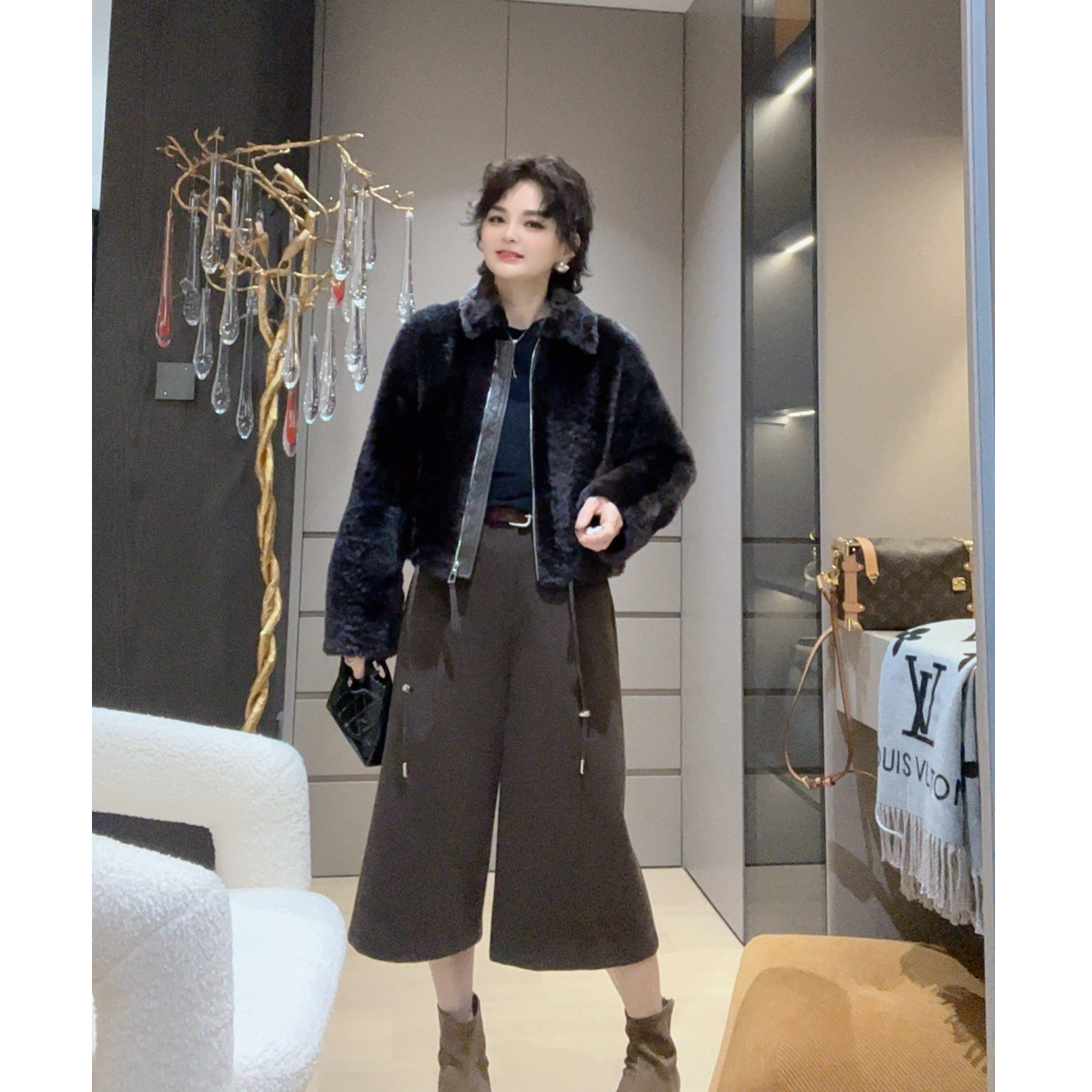 ZM25年新款设计师款拉链方领轻奢冬季外套030