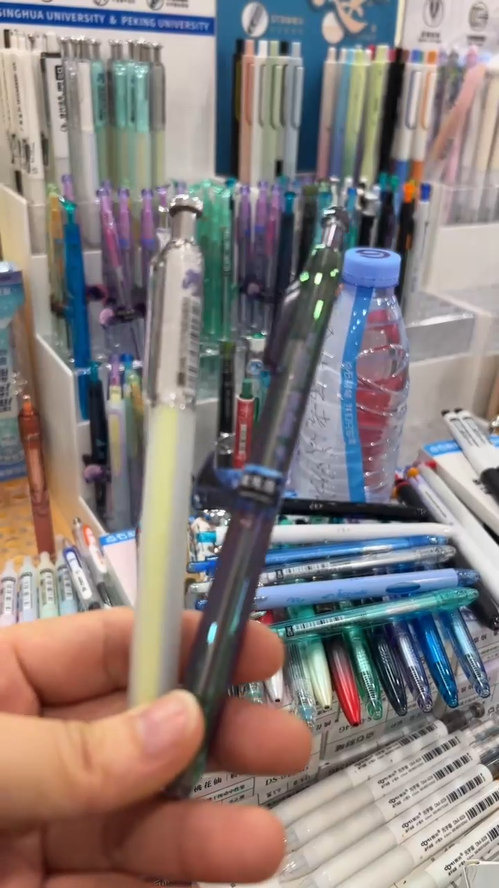 石头DS-0144A1按动中性笔黑紫杆--1支+禾硕HS-555灰杆--1支