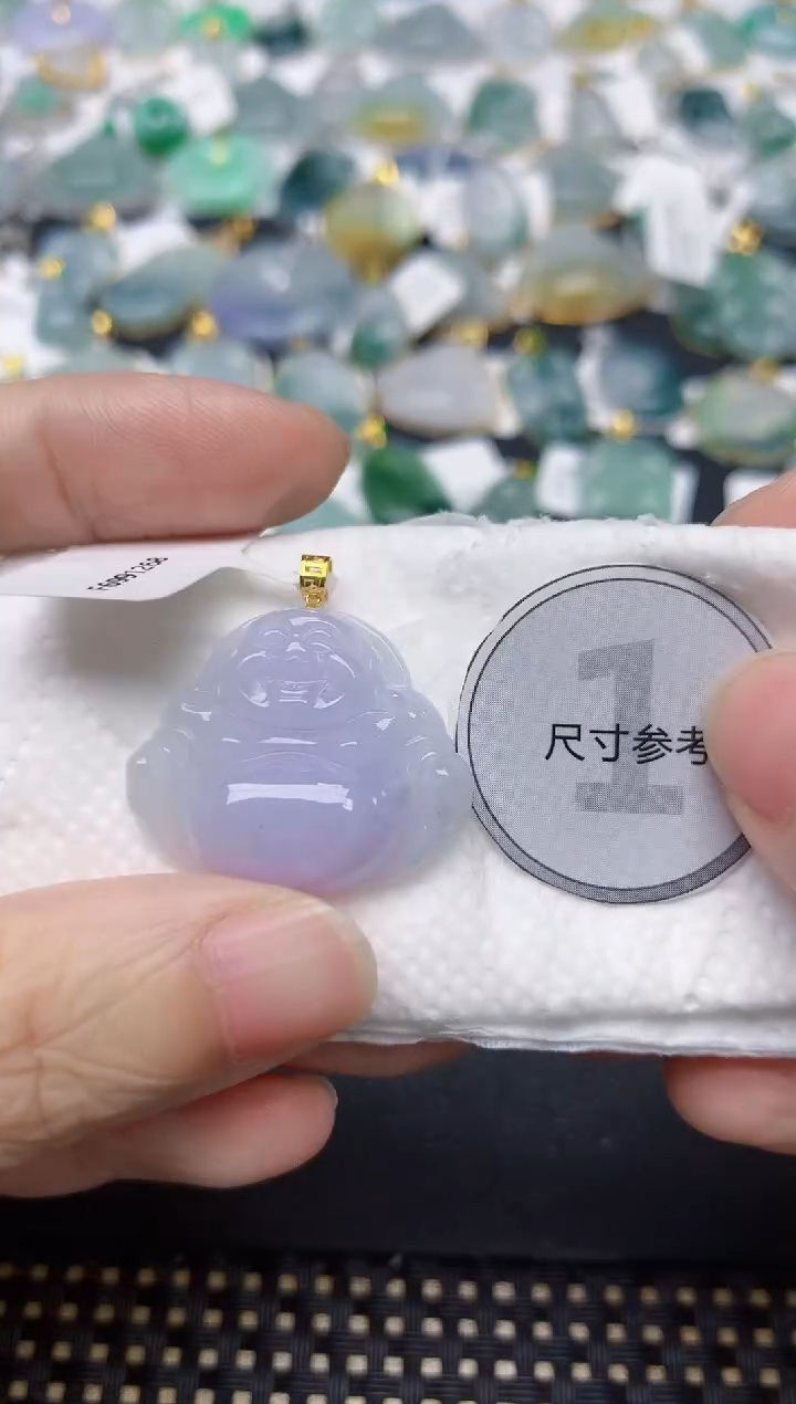 颈饰18K金镶嵌翡翠天然缅甸A货翡翠