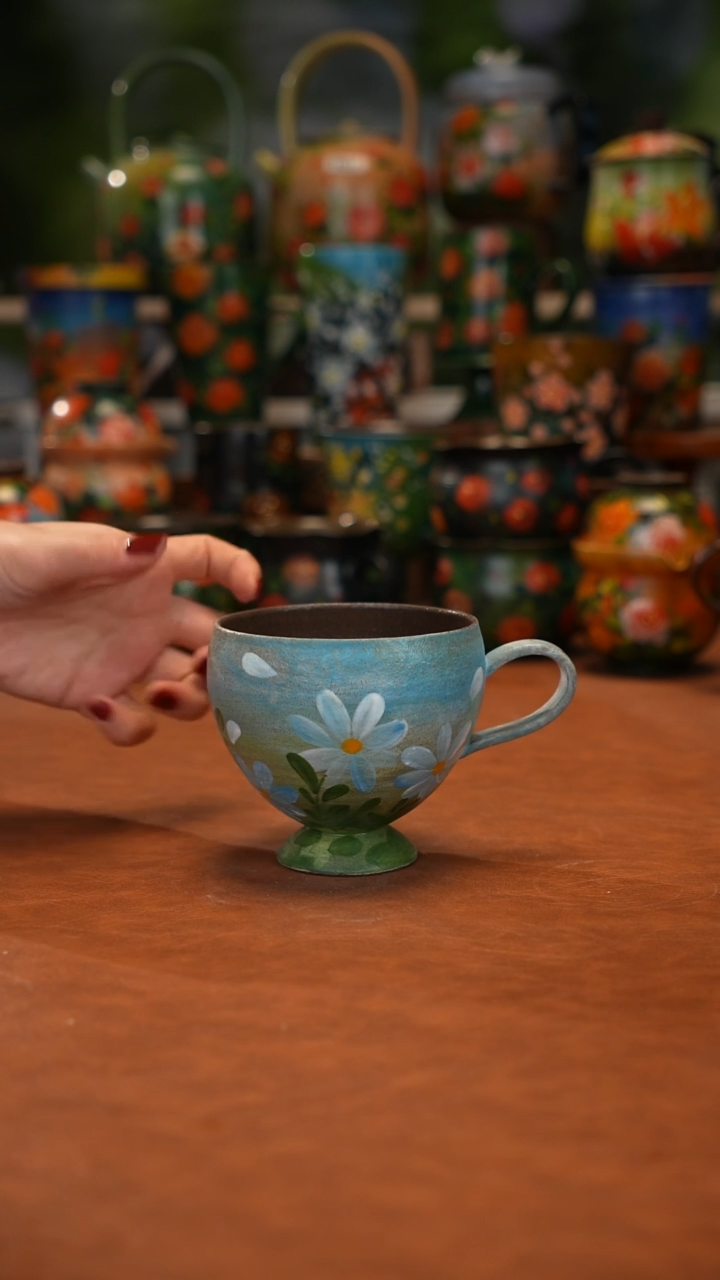 紫砂油画手绘釉下彩