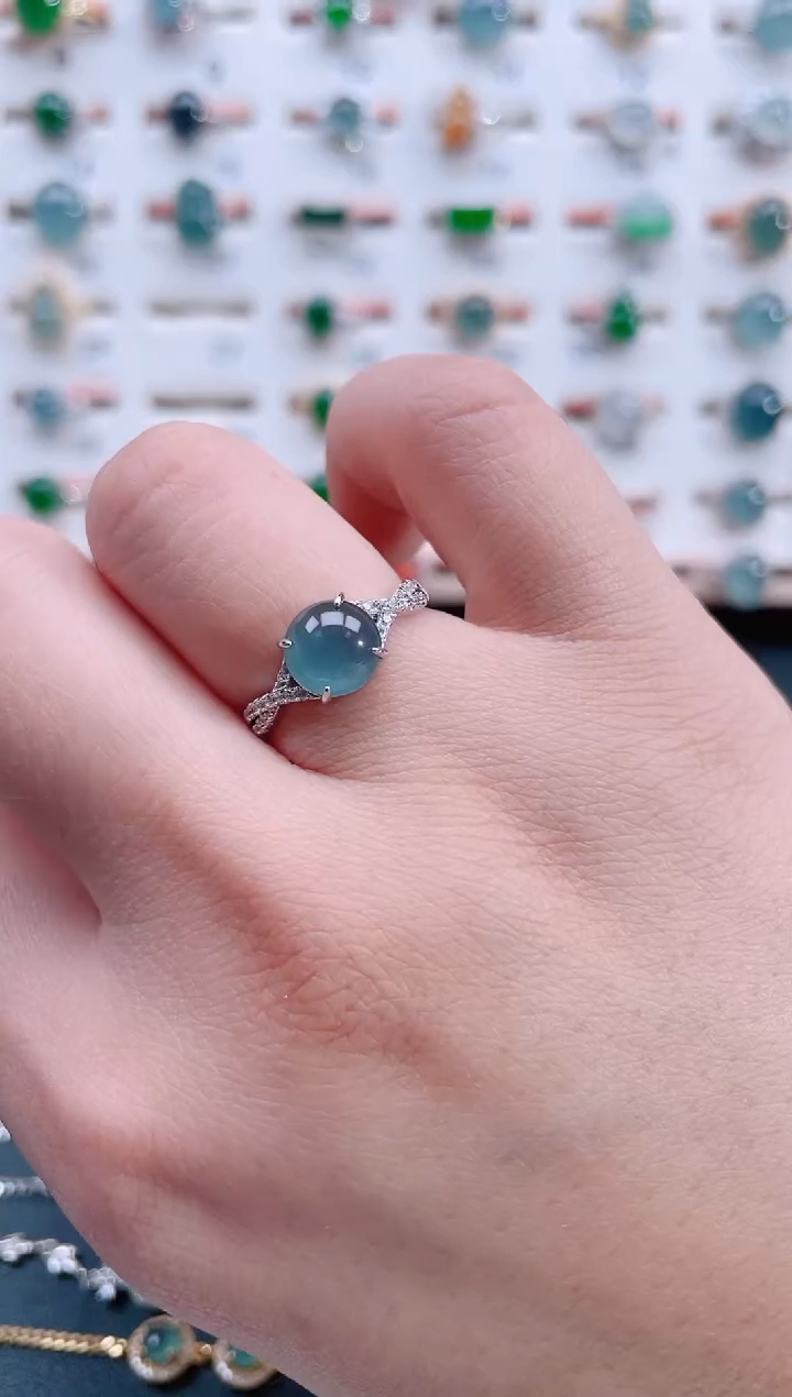 银S925镶嵌戒指翡翠天然翡翠