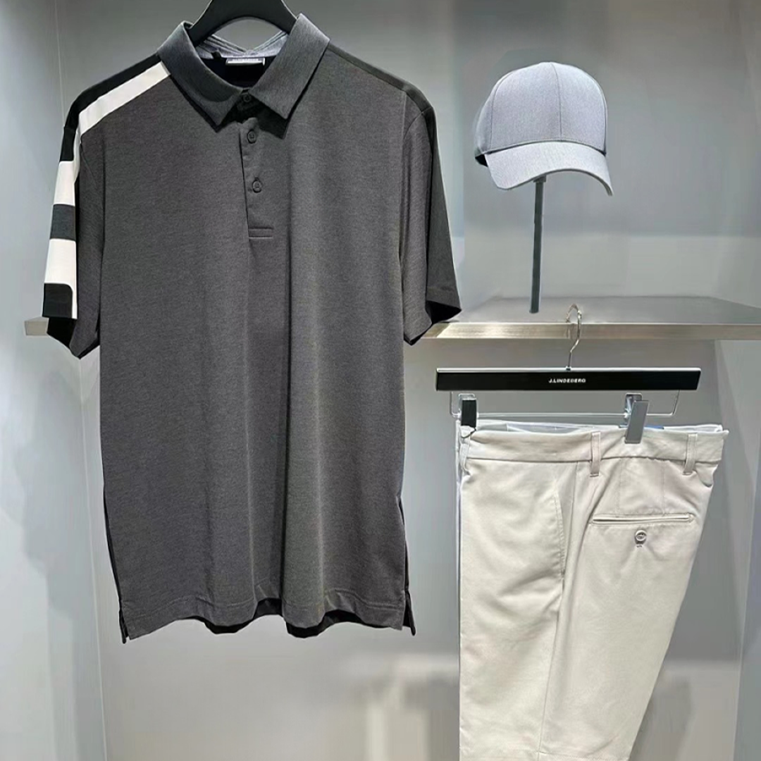 林家男士短袖POLO 撞色袖口无缝压胶几高级简约 舒爽透气 M224154