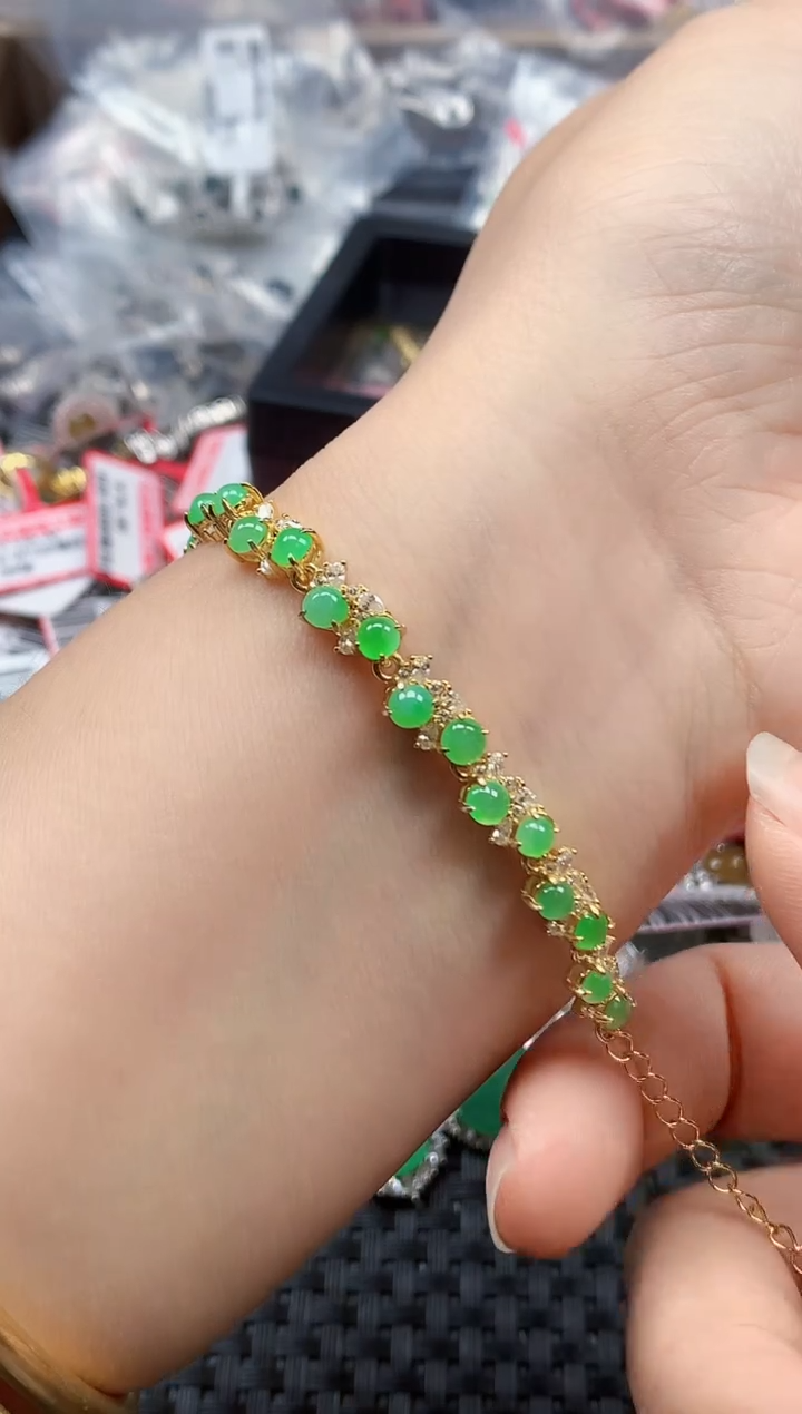 银S925镶嵌戒指翡翠天然A货缅甸翡翠