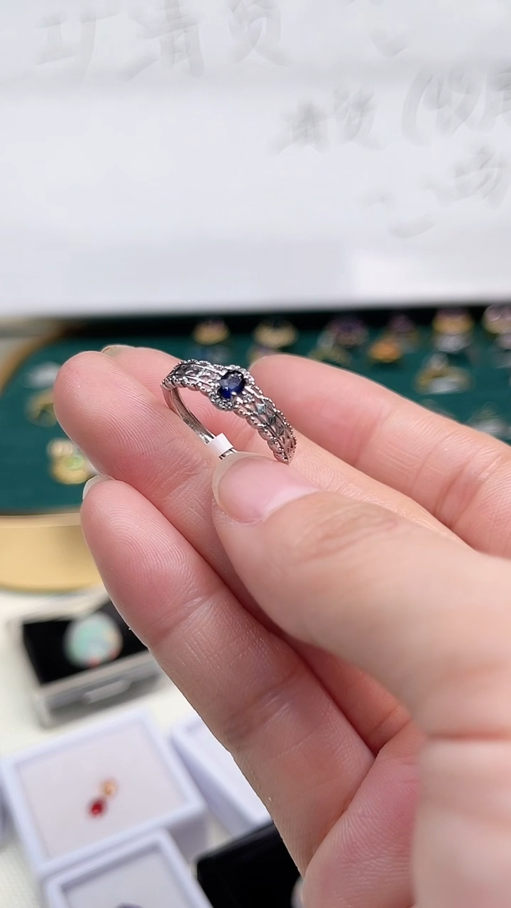 【闪购商品】蓝宝石戒指银S925镶嵌成品