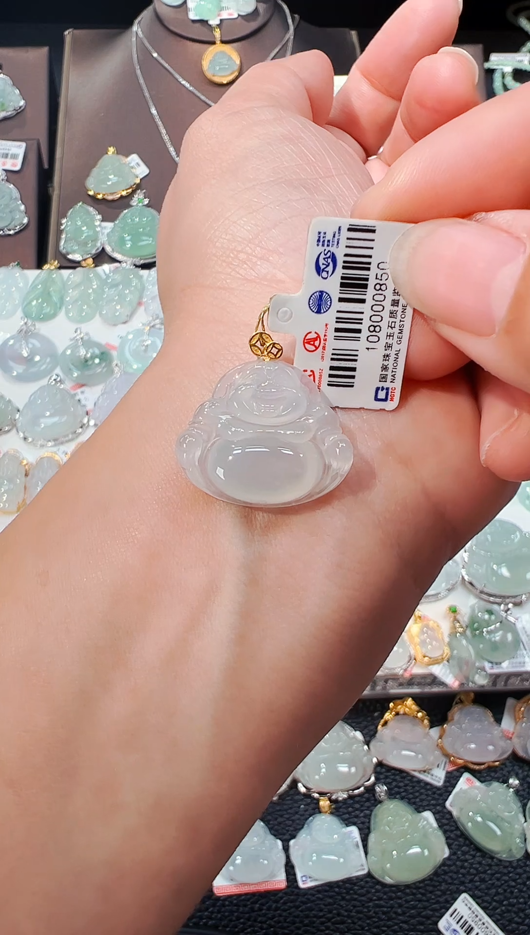 【闪购商品】翡翠吊坠(不含链)18K金镶嵌佛公吊坠850