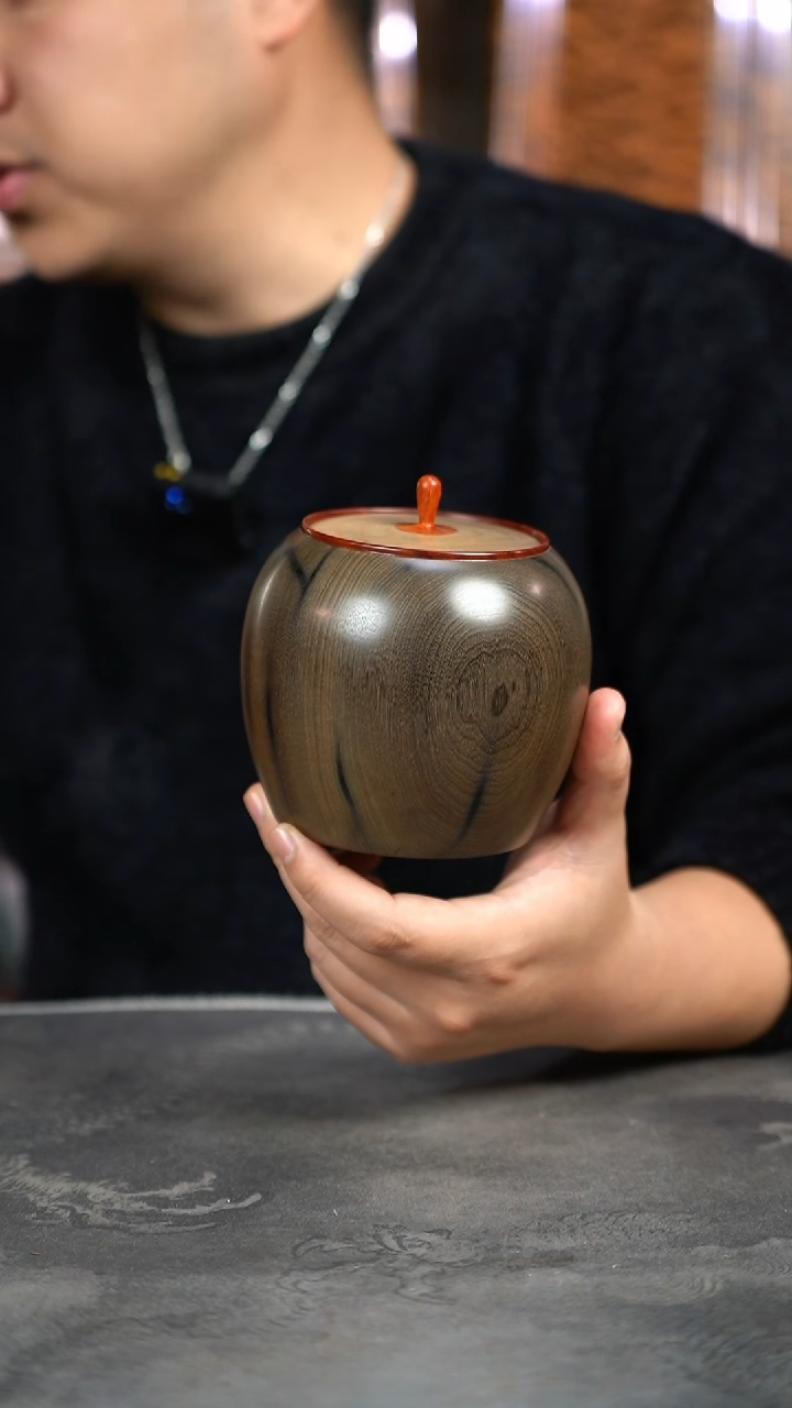 【闪购商品】金丝楠木雕088号阴沉满花纹精工茶仓茶叶罐