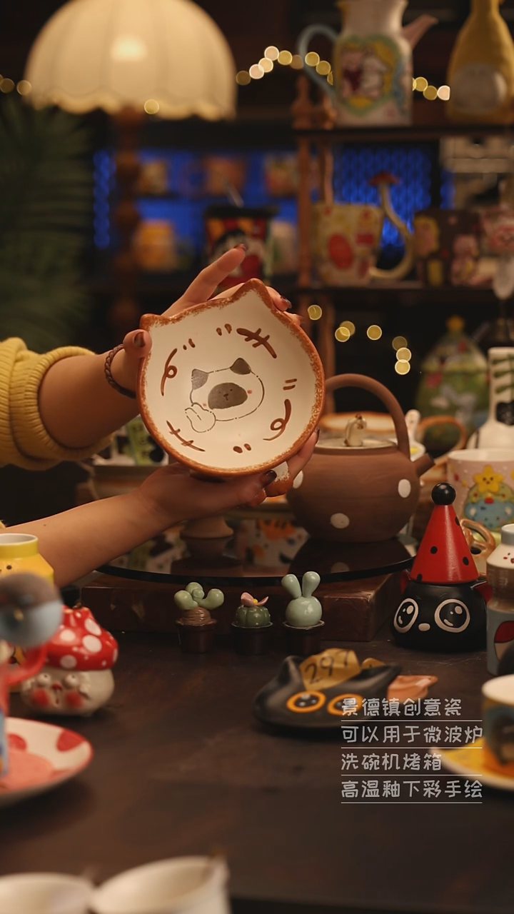 陶瓷景德镇可爱陶瓷釉下彩绘设计师款