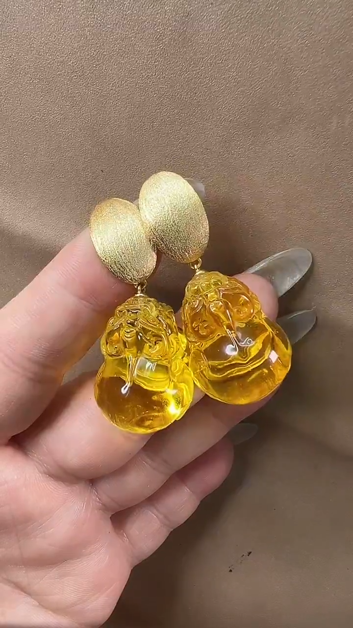 琥珀颈饰未镶嵌耳环