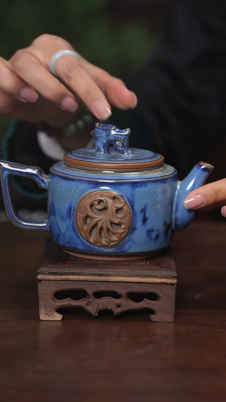 【闪购商品】清凉寺原产地仿古釉手工钧瓷井栏壶