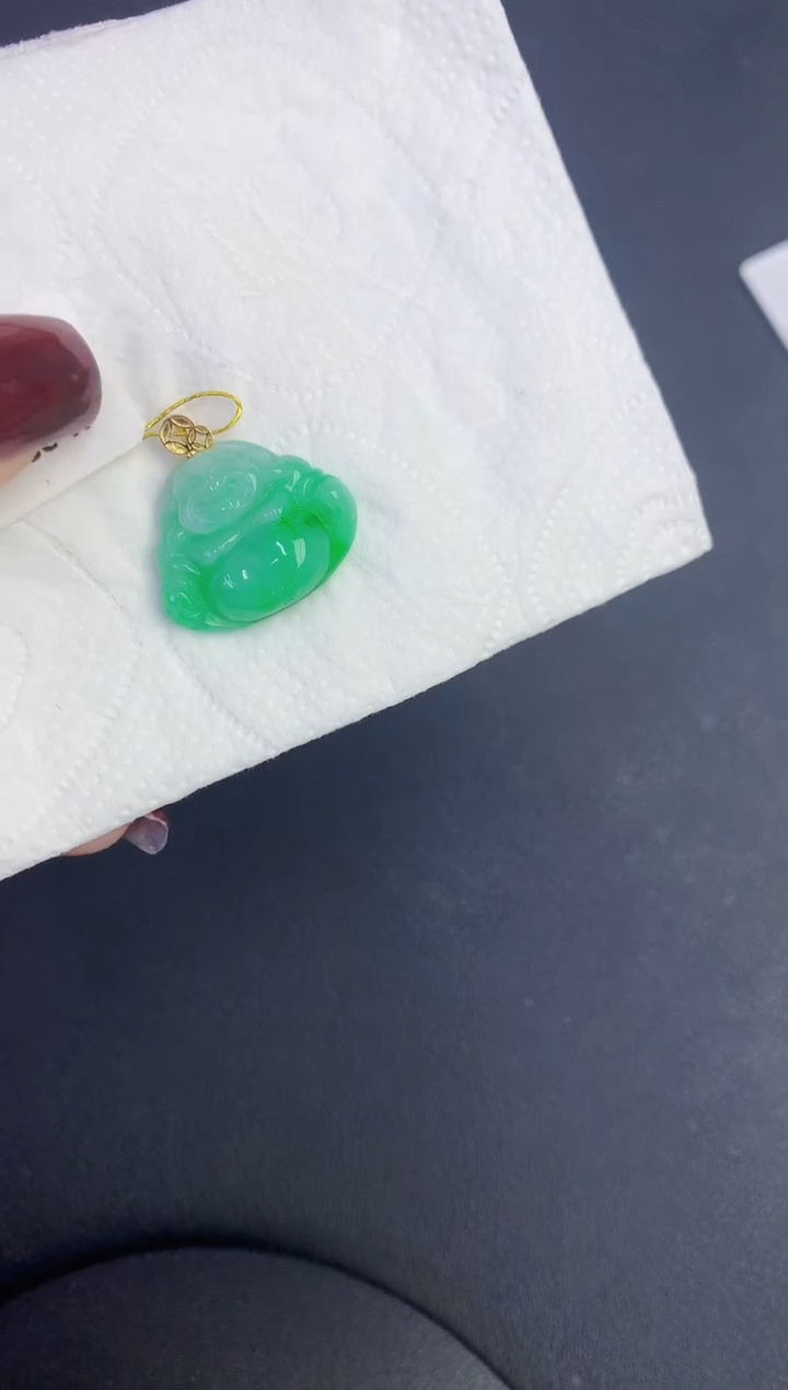 颈饰18K金镶嵌翡翠缅甸天然翡翠a货