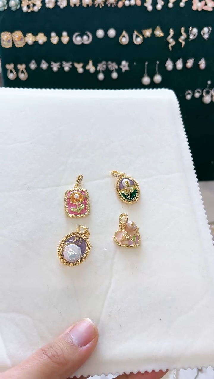 【闪购商品】淡水珍珠耳饰合金万能扣珍珠吊坠