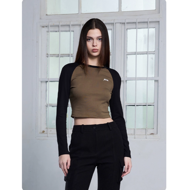 【LOCAT】aktk  撞色拼接长袖T恤  6D4B0102H053