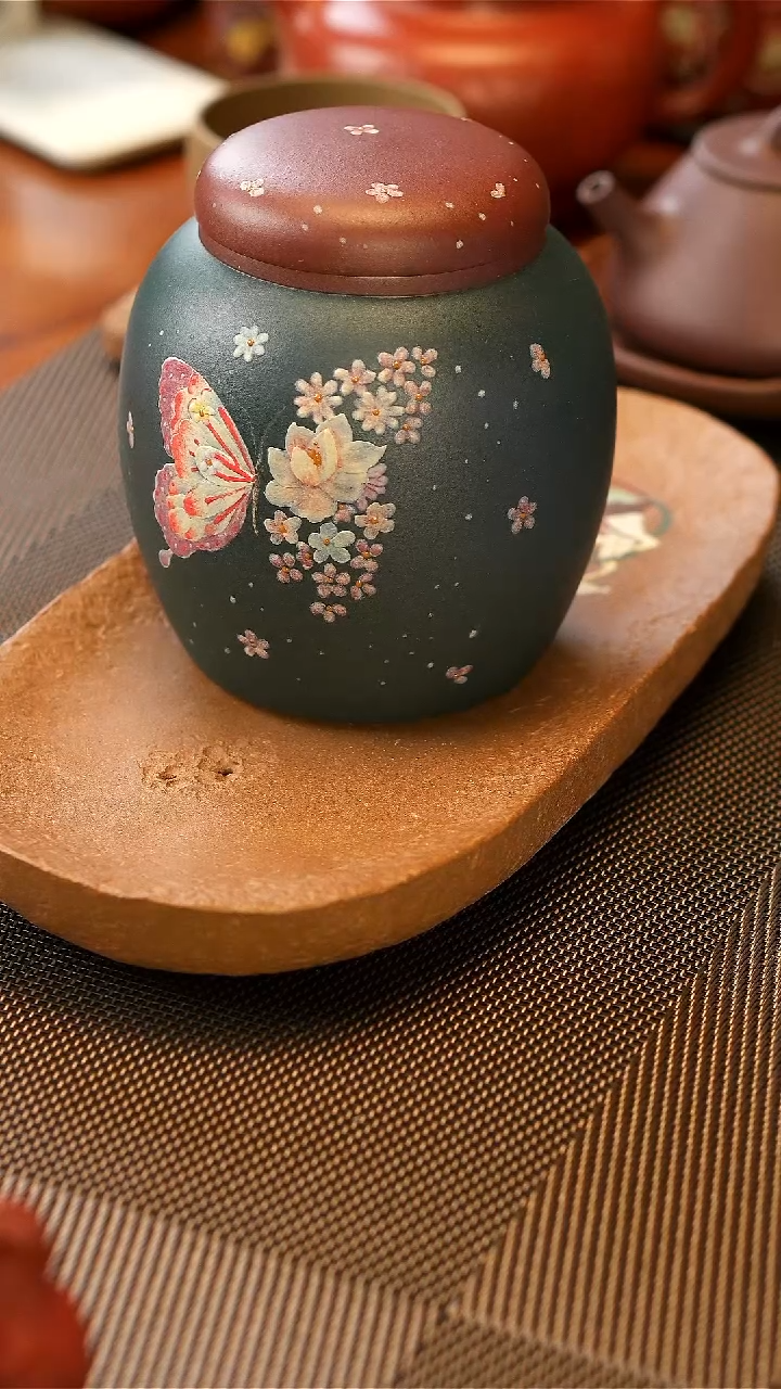 【闪购商品】紫砂茶壶茶叶罐 蝶恋花