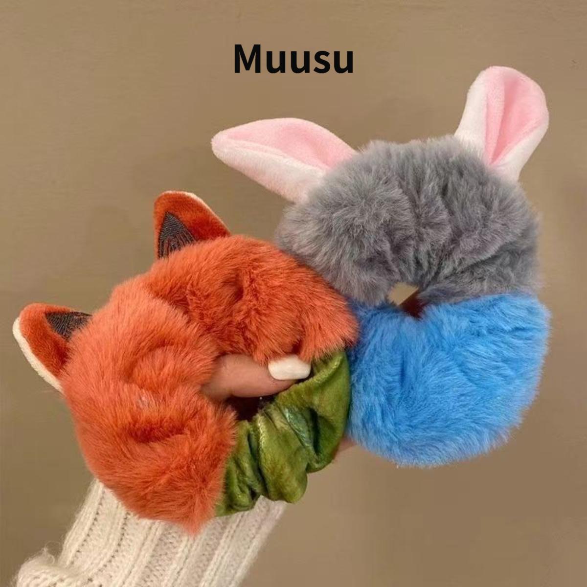 【Muusu】秋冬新款可爱毛绒发圈卡通耳朵发绳简约百搭发饰