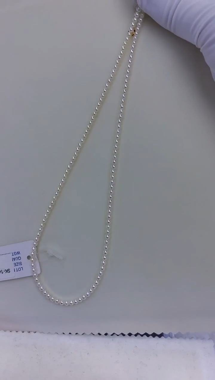 18K金镶嵌饰品海水珍珠3-3.5rose满珠链带大证