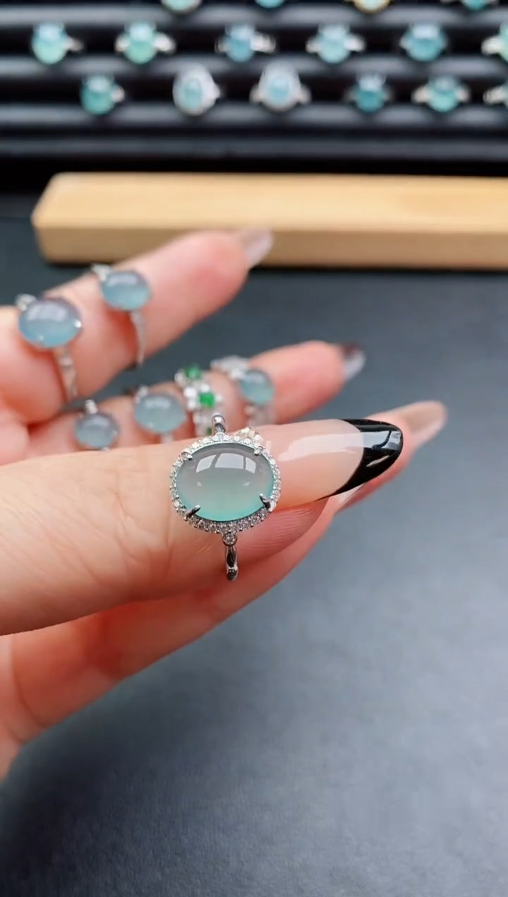 银S925镶嵌戒指翡翠1