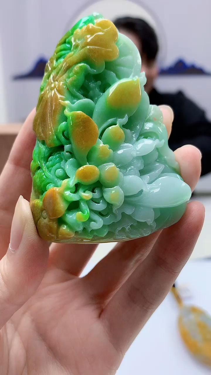 【闪购商品】定制翡翠未镶嵌5060zm-毛货喜上眉梢187