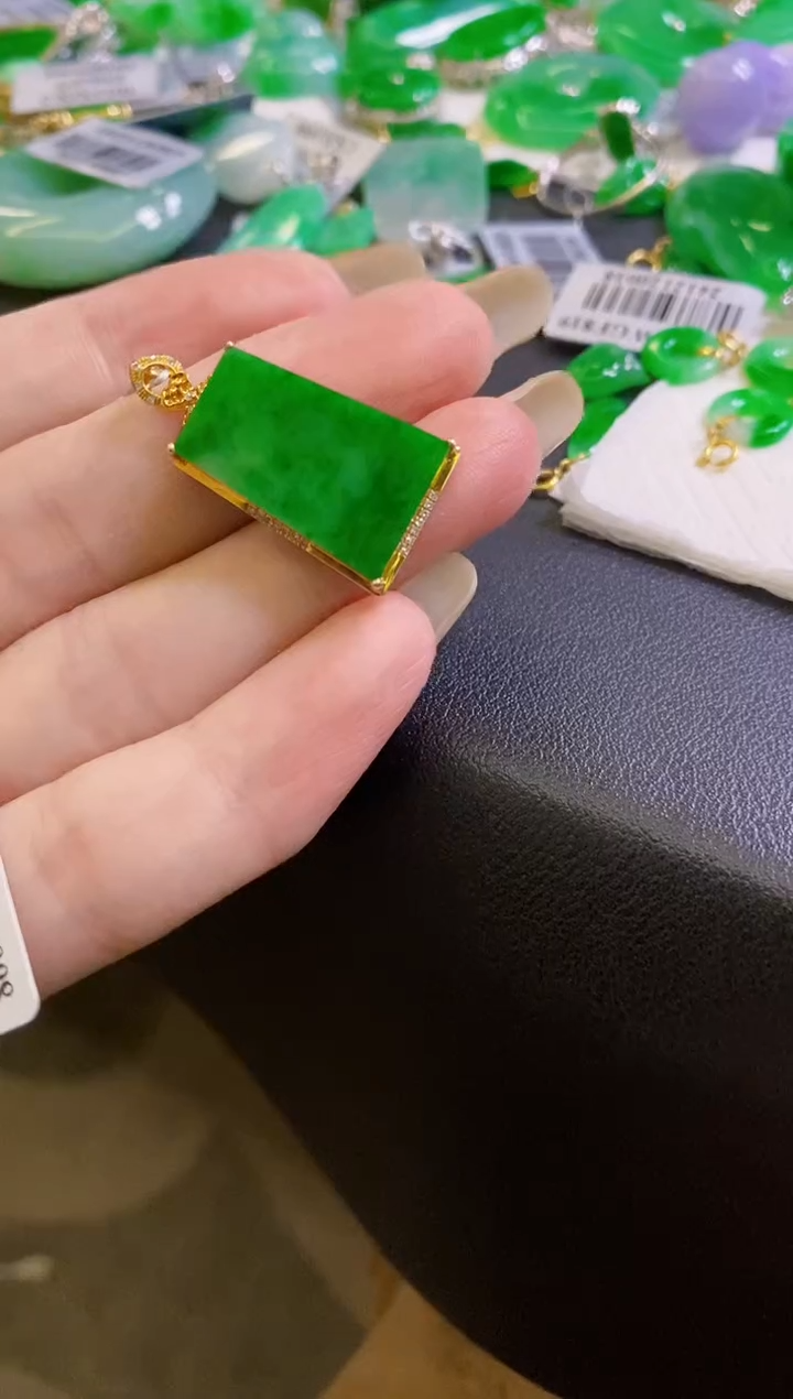 【闪购商品】定制翡翠18K金镶嵌无事牌