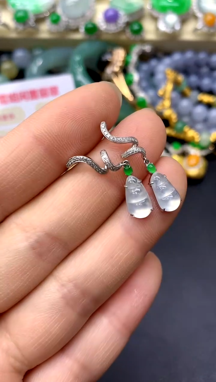 18K金镶嵌翡翠耳饰104-中国好珍宝