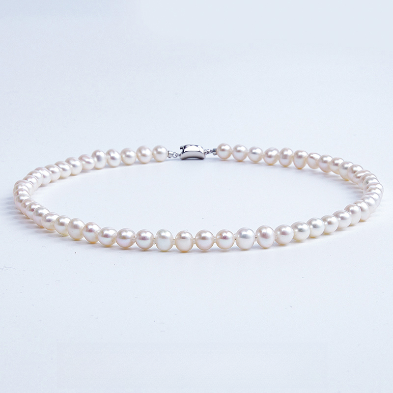 【乔森-甄香】“鹅女婿”鹅蛋淡水无核珍珠串链 7-8mm