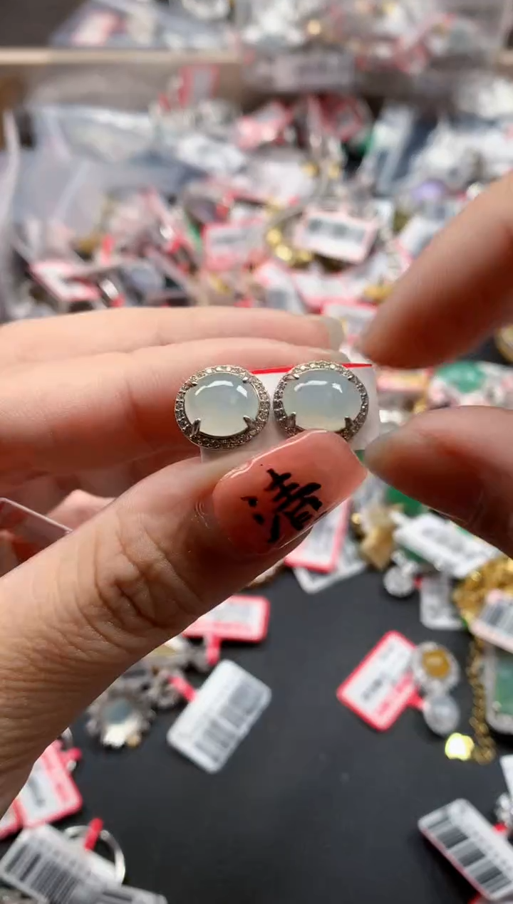 银S925镶嵌戒指翡翠天然A货缅甸翡翠