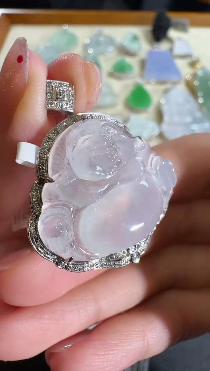 【闪购商品】翡翠吊坠(不含链)18K金镶嵌【源头工厂】钻石镶嵌