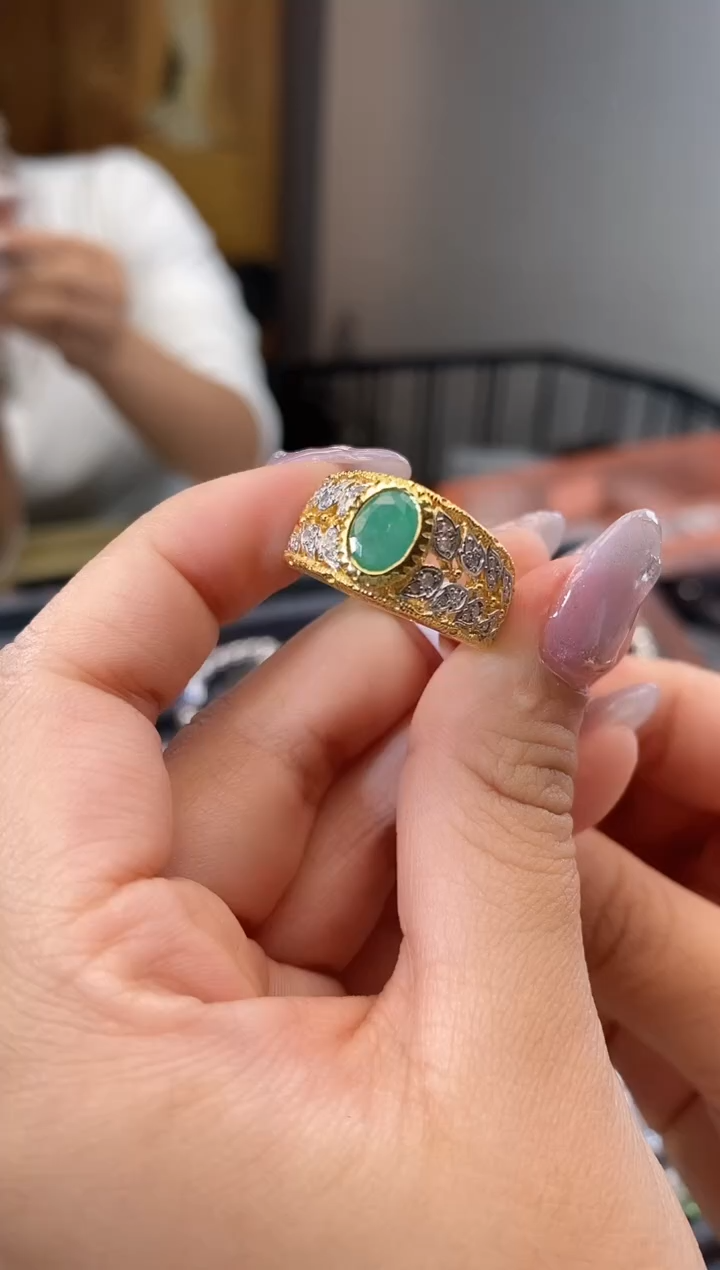 未镶嵌戒指祖母绿天然祖母绿戒指