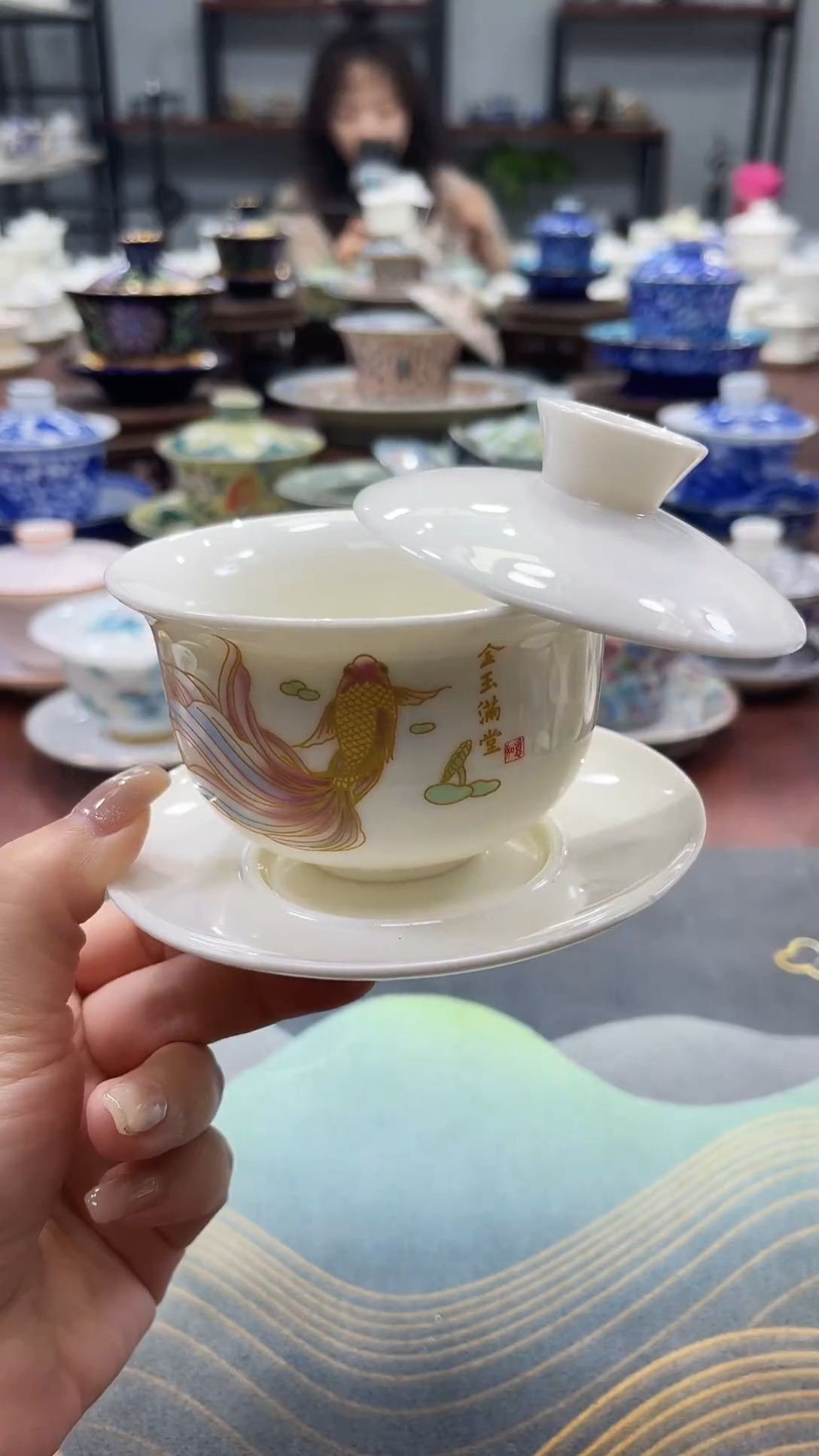 【闪购商品】小号元宝金玉满堂悬停盖碗+111