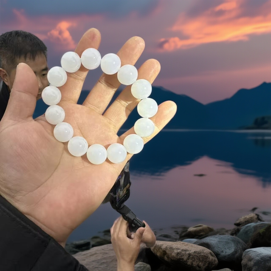 新疆和田玉卡15手串黑山