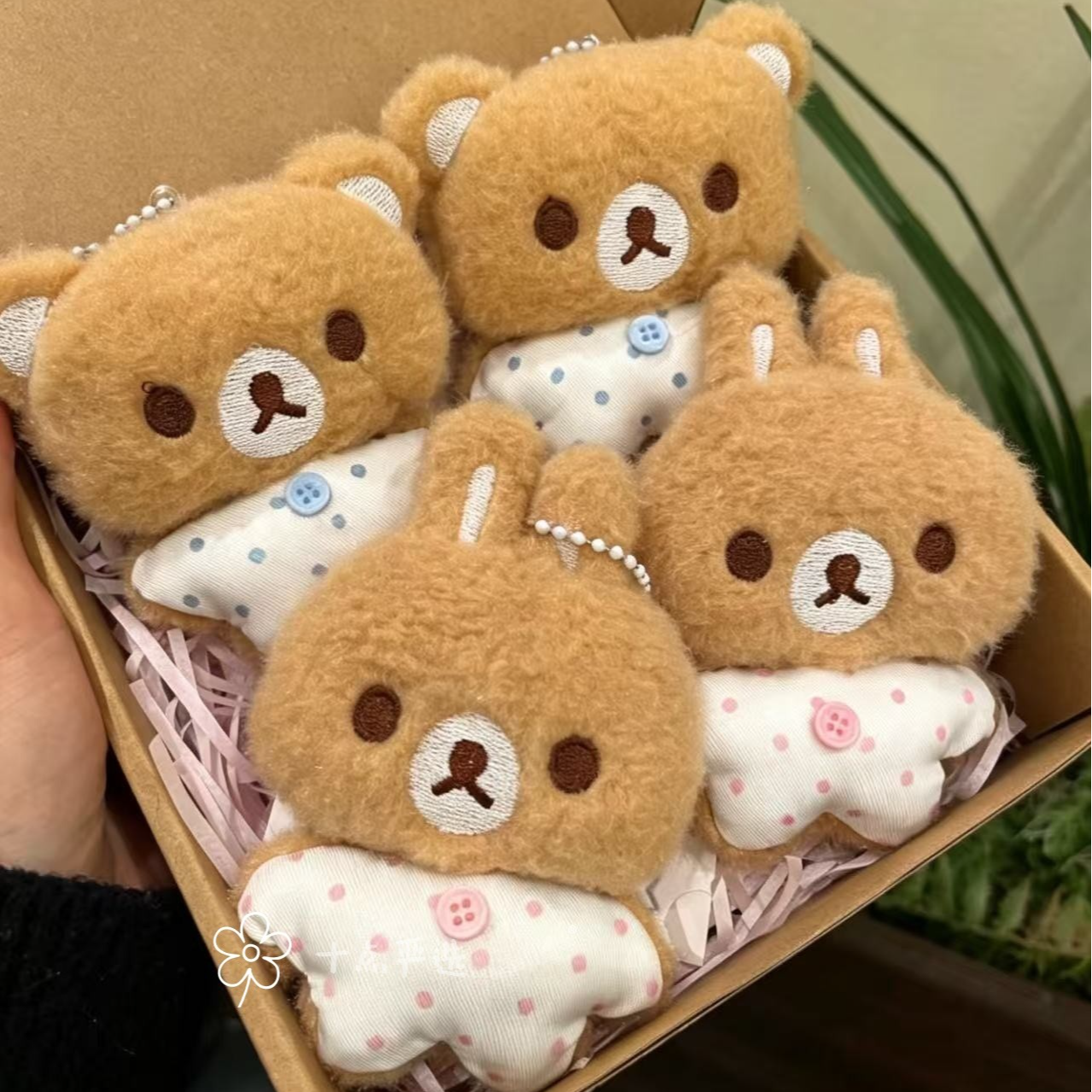 可爱轻松熊毛绒挂件呆萌棉花糖兔子玩偶小公仔小熊钥匙扣包包挂饰