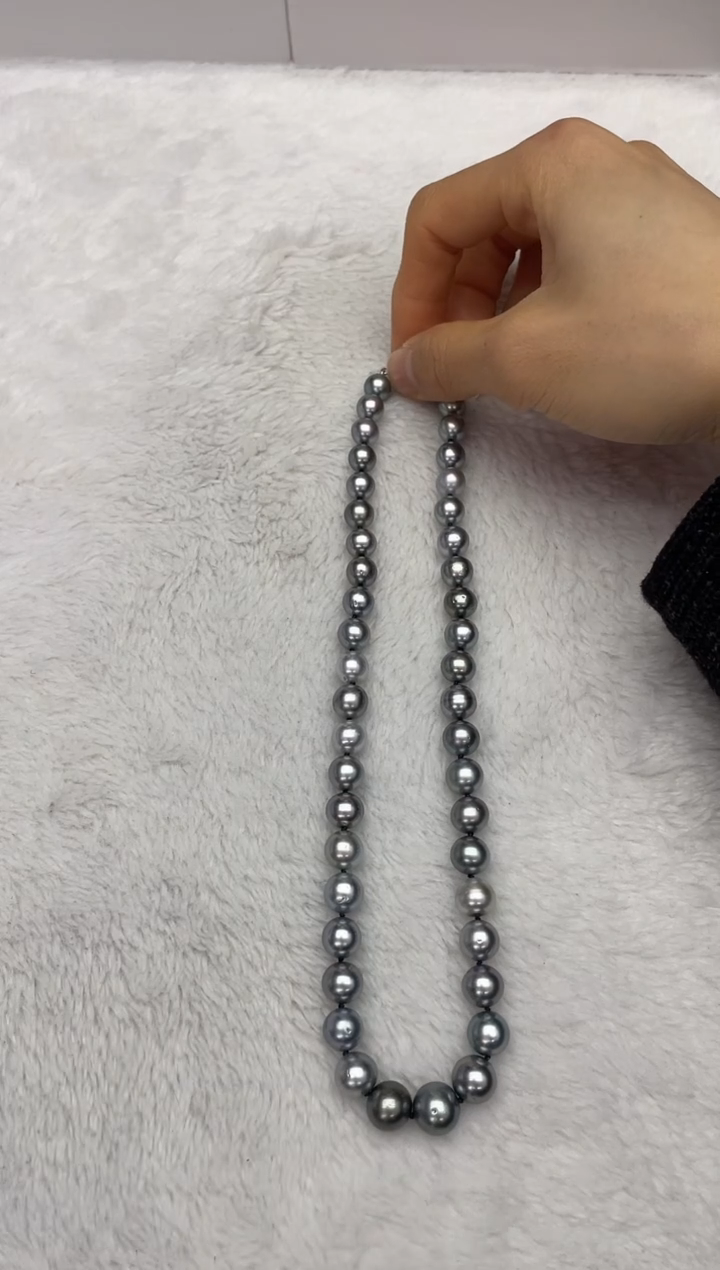 【闪购商品】海水珍珠项链银S925镶嵌大溪地8-11mm（多样性发一）