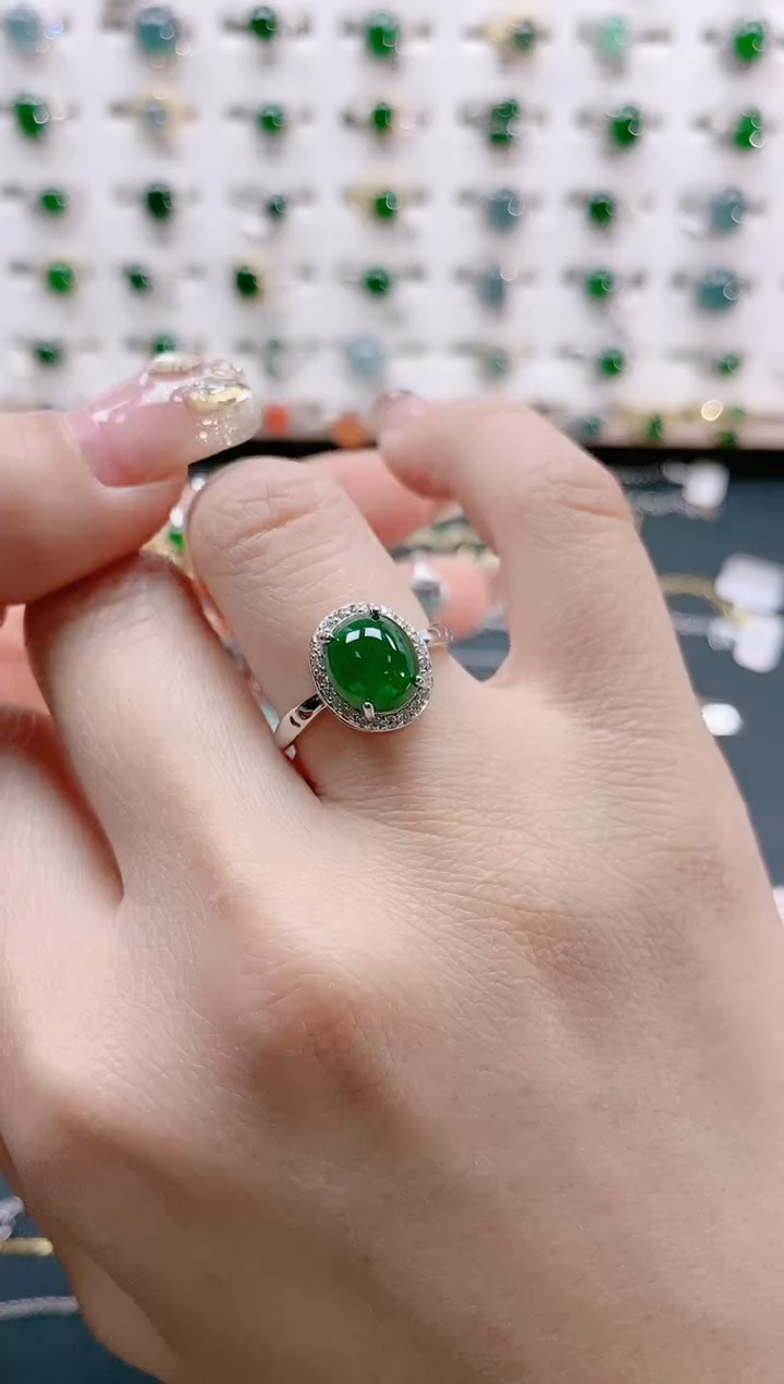 【闪购商品】翡翠戒指银S925镶嵌天然翡翠