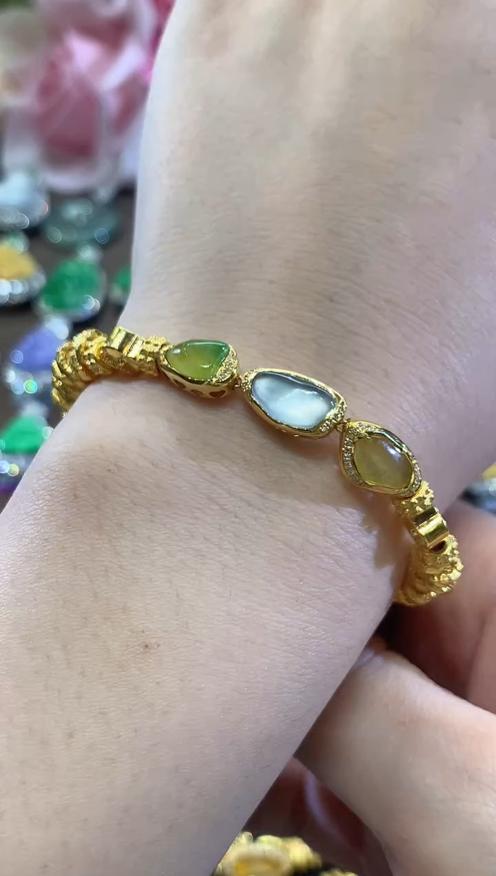 18K金镶嵌手链翡翠秋日珠宝W113