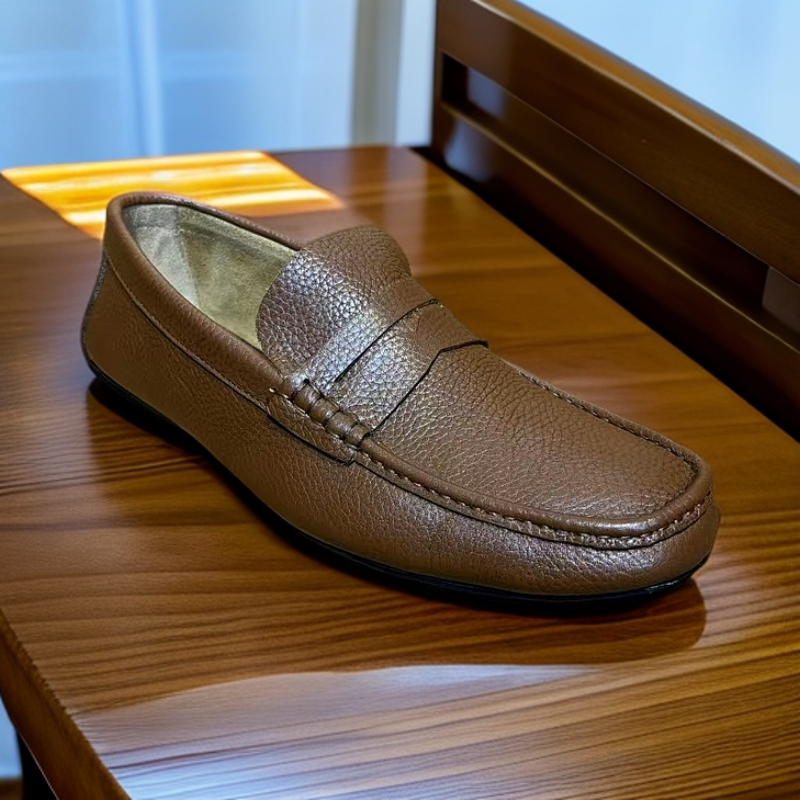 英伦一脚蹬透气休闲豆豆鞋乐福鞋休闲鞋单鞋男款真皮豆豆鞋纯手工