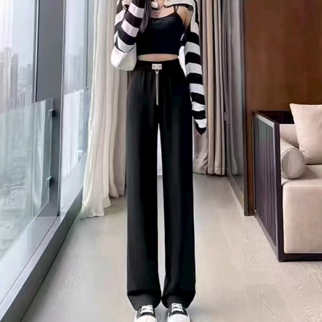 8682秋冬加绒链条阔腿裤