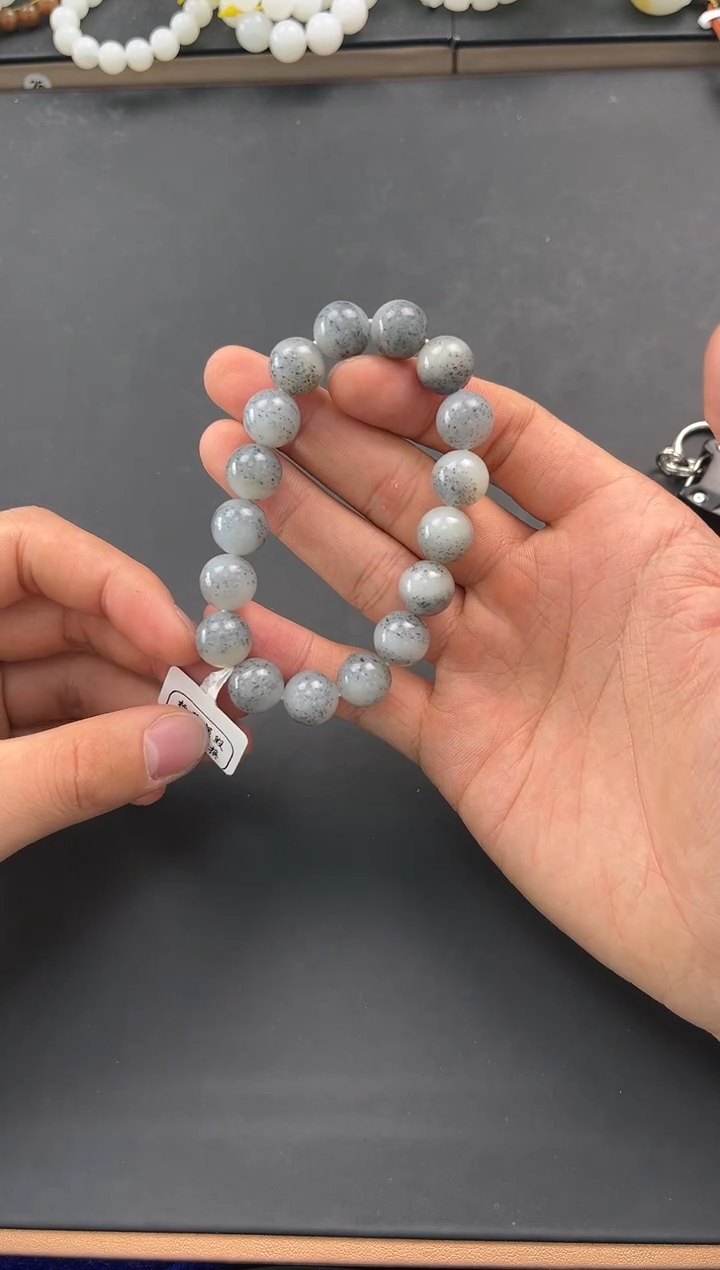 未镶嵌手串和田玉和田黑山青花手串卡12微色差