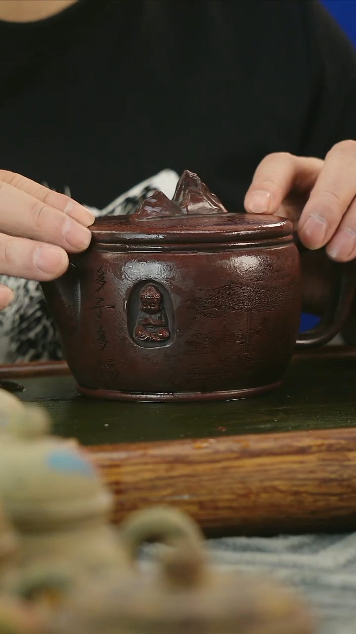 茶壶紫砂龙血砂高温柴烧佛魔明式汉瓦