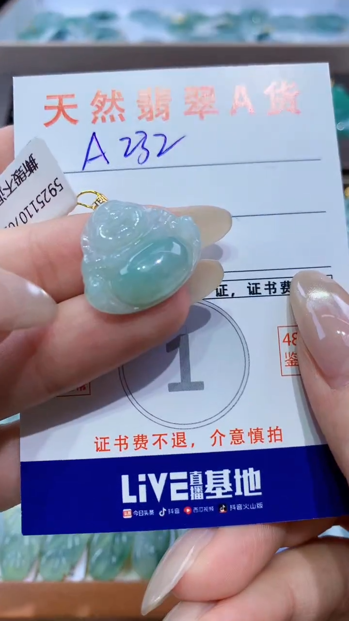 颈饰18K金镶嵌翡翠天然翡翠A货挂件