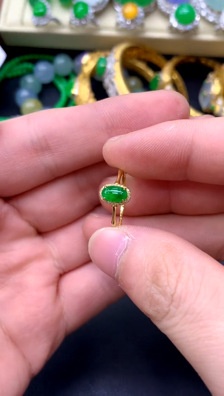 18K金镶嵌戒指翡翠295-中国好珍宝