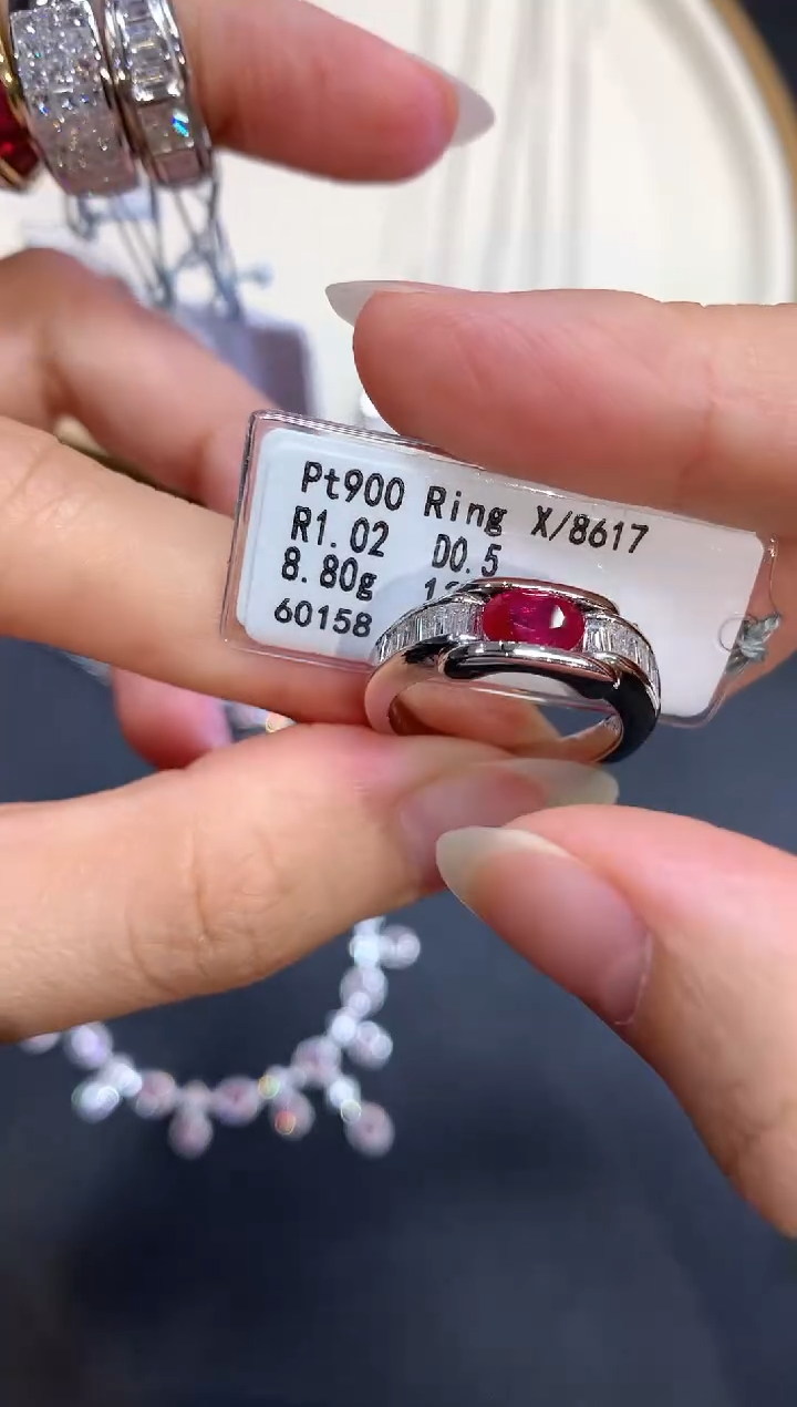 定制红宝石戒指铂Pt850镶嵌S494|12000