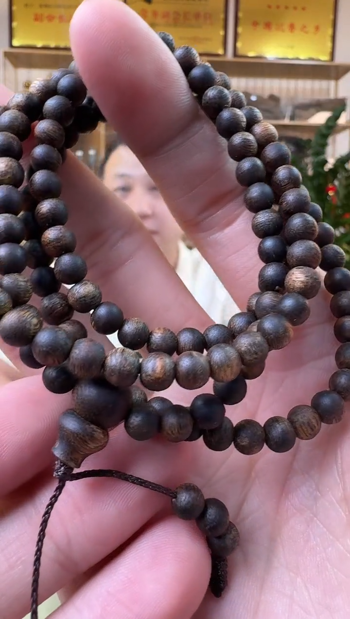 沉香手串?*季5mm圆珠多圈乌身沉水天花板